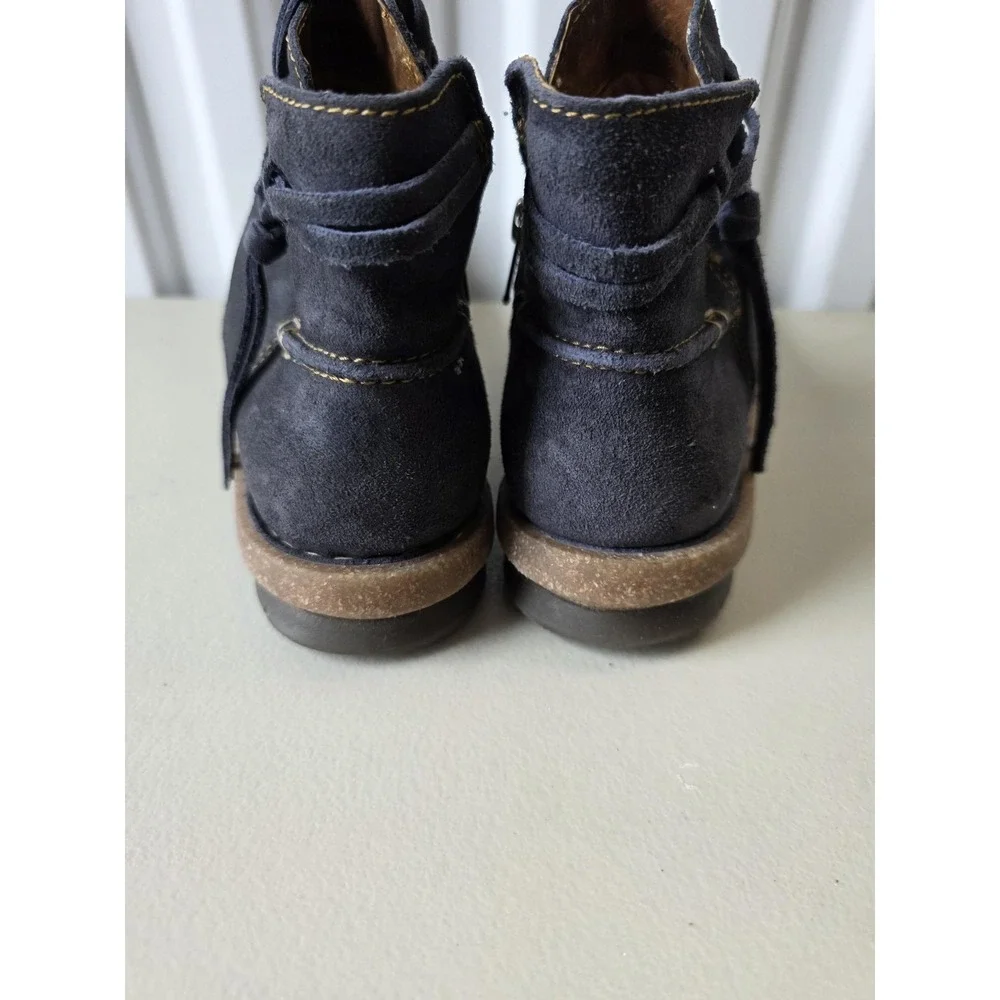 Born Ankle Boots Womens Size 9.5 Blue Suede Zip Flat Casual Booties BR0017434